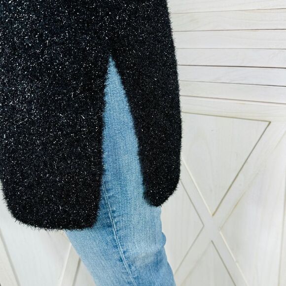 H&M Shimmer Oversized Wide Sleeve Sweater Black XS Pullover - Picture 6 of 13